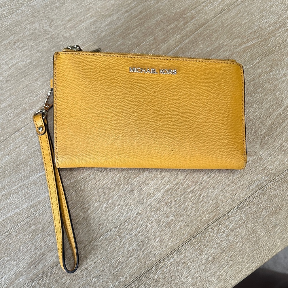 Michael Kors Mustard Wristlet Clutch
